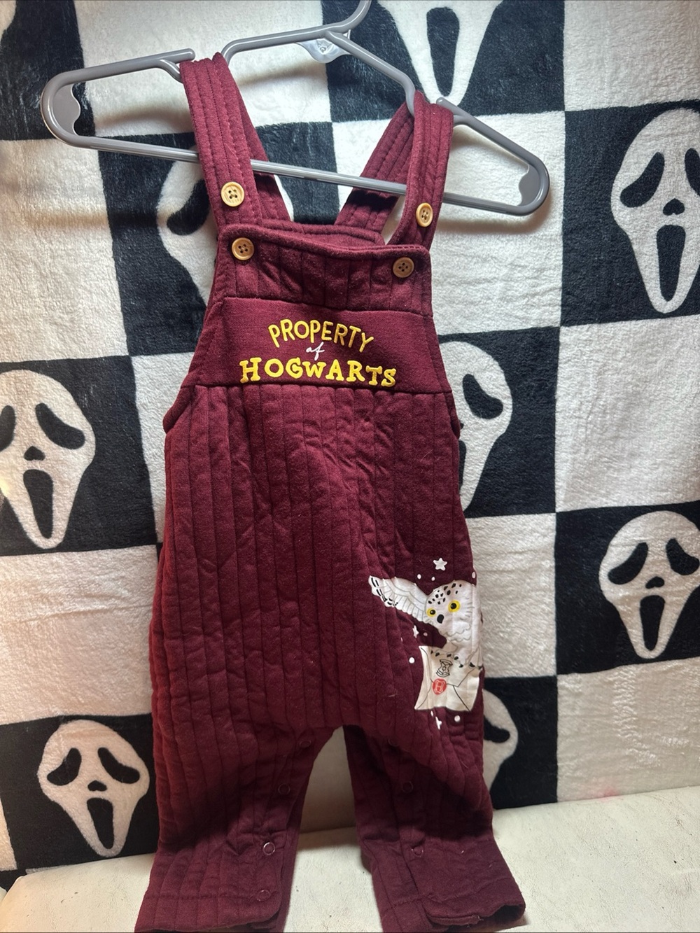 Harry Potter Kids Burgundy Quilted Overalls - Property of Hogwarts